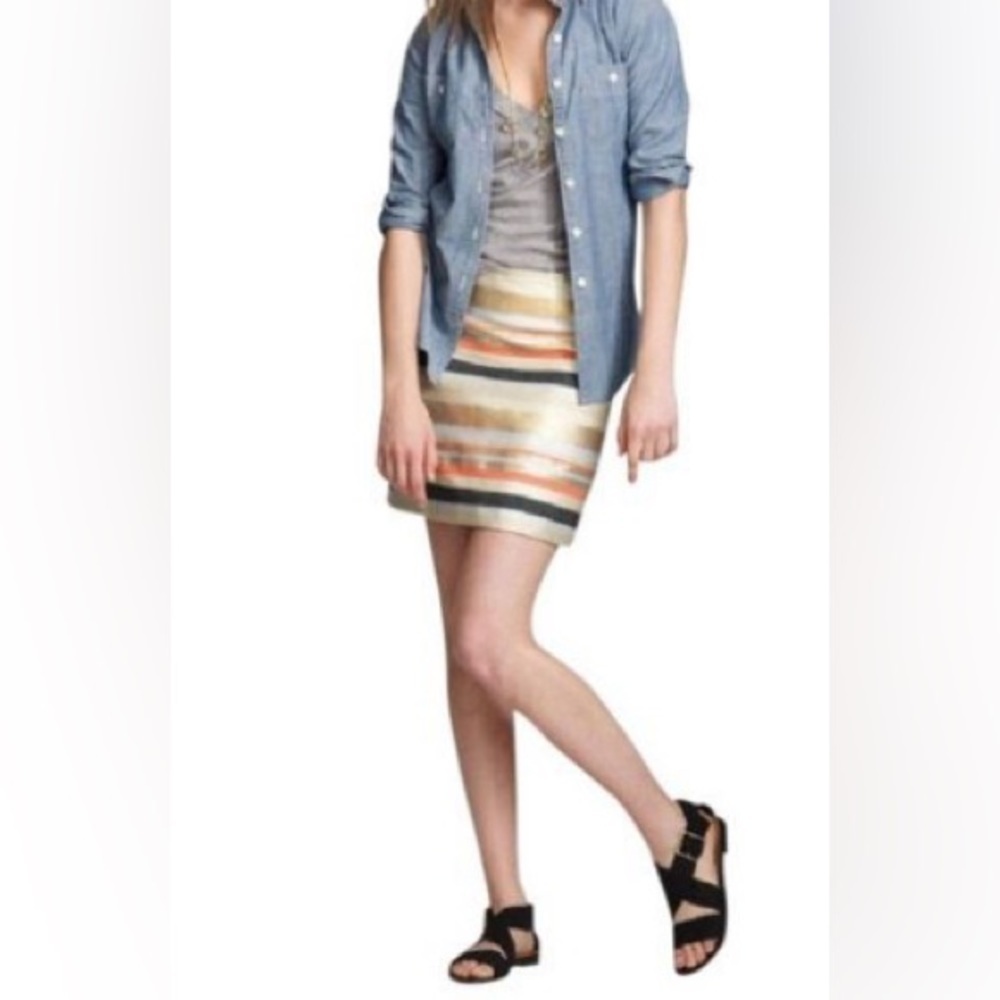 J CREW Striped Metallic Knit Lined Mini Skirt. Size 4